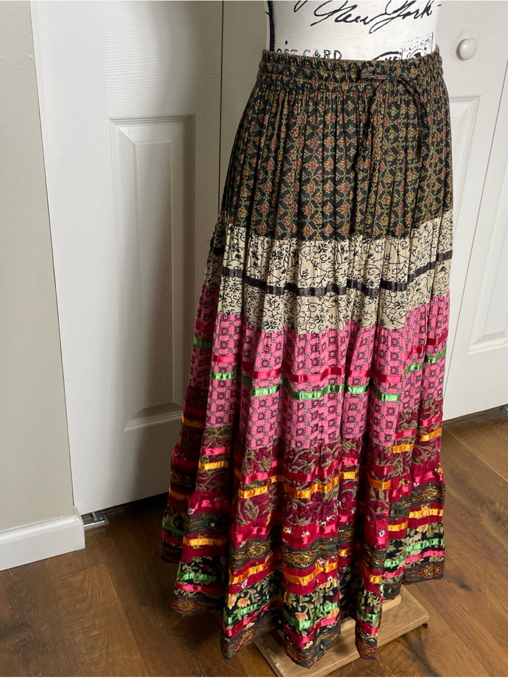 Natural Size Medium Maxi Peasant Skirt Multiple Colors And Patterns Boho sheer
